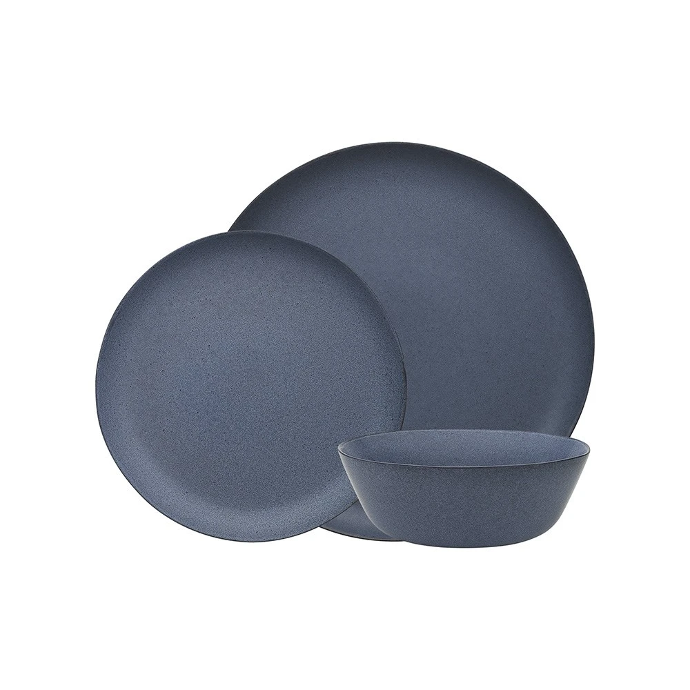 Ecology Malta 12 Piece Stoneware Dinner Set Denim Blue