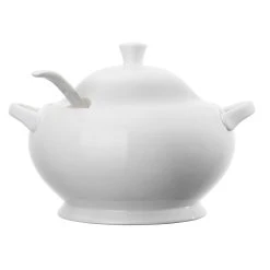 Ambrosia Ashton Porcelain Soup Tureen With Lid & Ladle 3L White