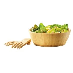 Ambrosia Karira Bamboo Salad Bowl With Servers 30cm