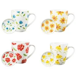 Ambrosia Set Of 4 Mug With Coaster Floral