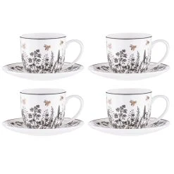 Ashdene Queen Bee 4 Piece Cup & Saucer Set 230ml