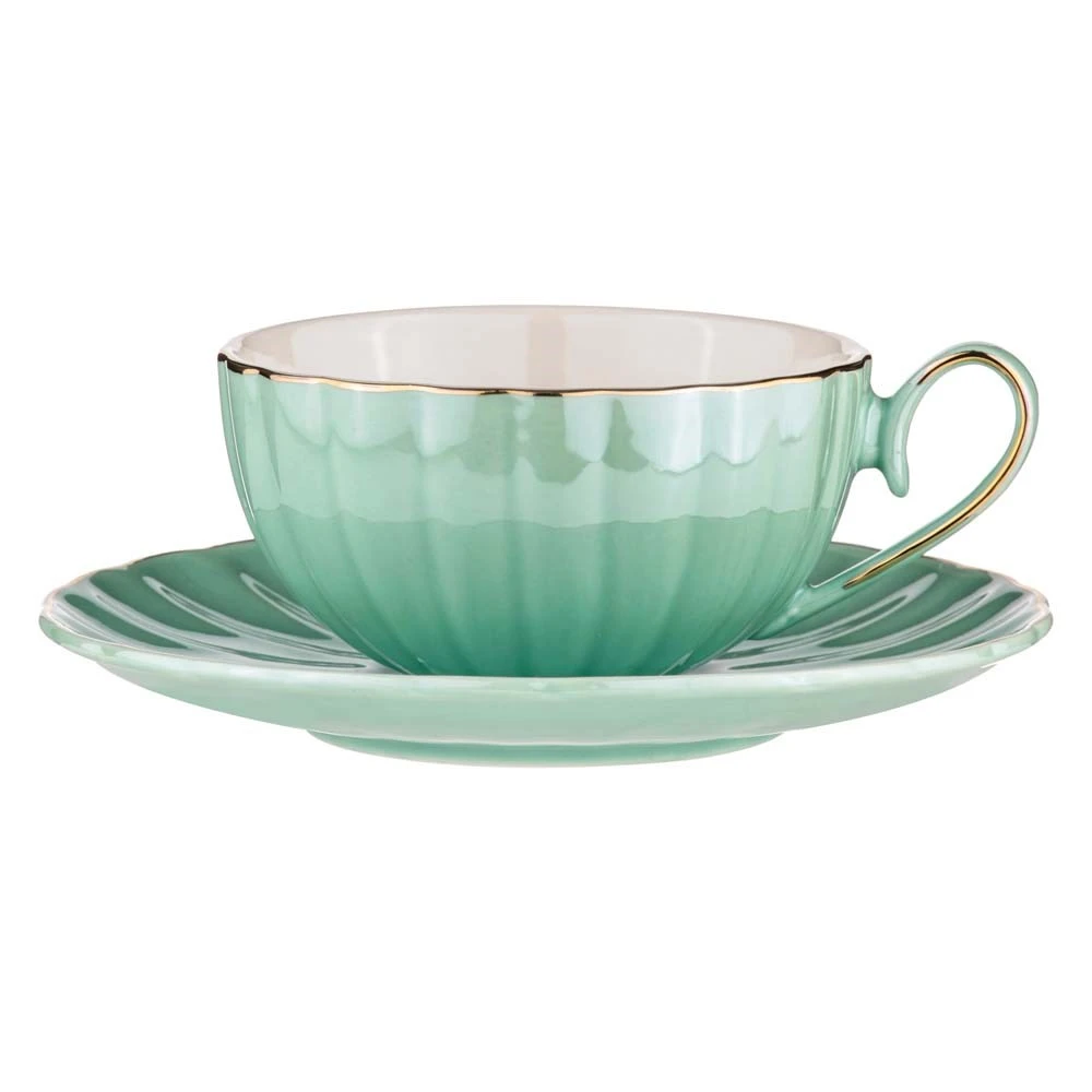 Ashdene Parisienne Pearl Cup & Saucer 220ml Aquamarine