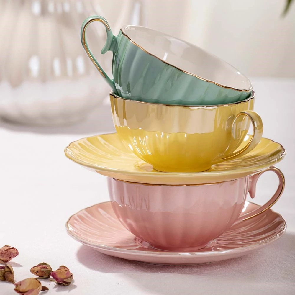 Ashdene Parisienne Pearl Cup & Saucer 220ml Aquamarine - Image 4