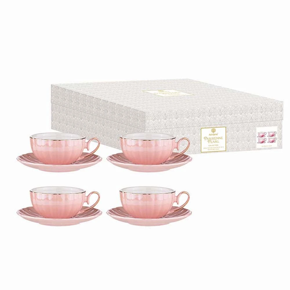 Ashdene Parisienne Pearl 4 Piece Cup & Saucer Set Marshmallow - Image 2