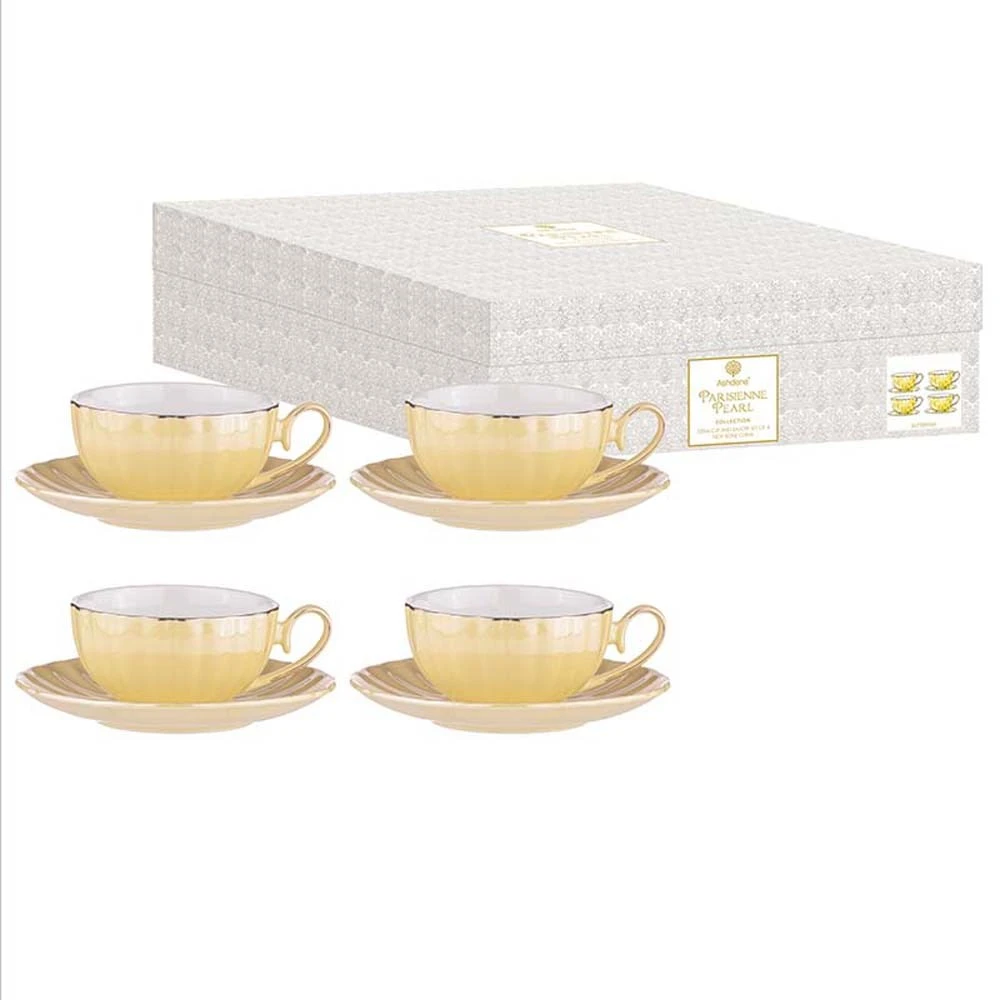 Ashdene Parisienne Pearl 4 Piece Cup & Saucer Set Buttermilk - Image 2