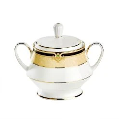 Noritake Braidwood Handled Sugar Bowl With Lid