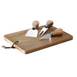 Alex Liddy Slate & Co Acacia Board With 3 Knives 24 X 17cm
