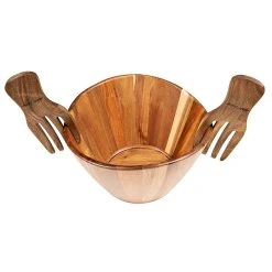 Alex Liddy Acacia Salad Bowl With Claw Servers 30cm