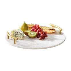 Alex Liddy Slate & Co Round Marble Serving Board With Handles 40cm