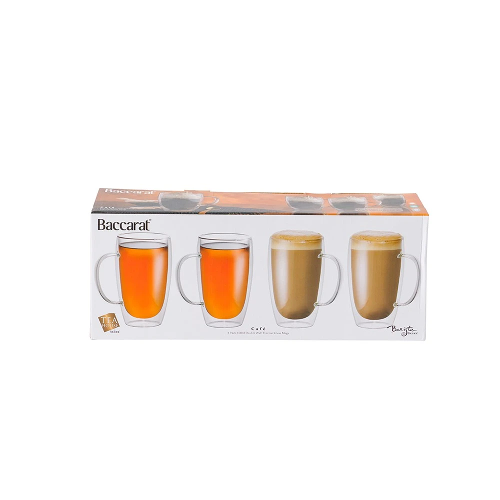 Baccarat Barista Café Set Of 4 Double Wall Handle Thermal Glass Tumblers 450ml - Image 5