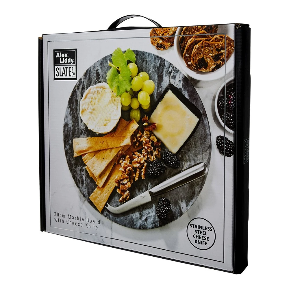 Alex Liddy Slate & Co Grey Marble Board With Knife 30cm - Image 3